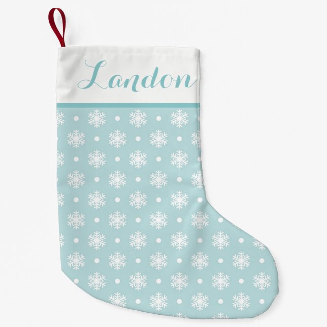 Sweet Snowflakes Personalized Stocking / Blue (Front)