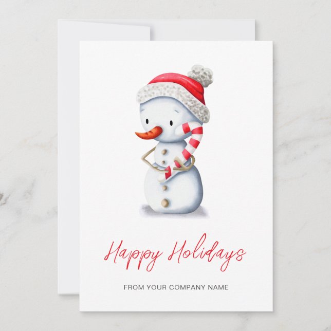 Sweet Snowman Logo Business  Holiday Card (Front)