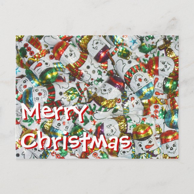 Sweet Snowmen Joyeux Noël carte postale horizontal (Devant)