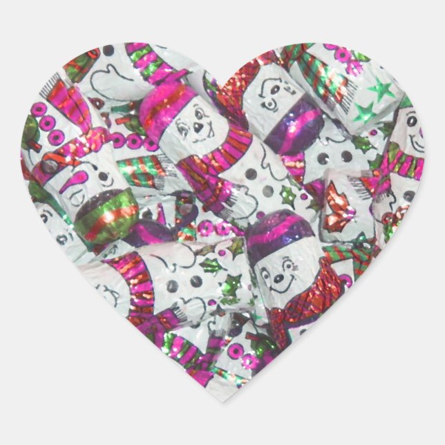 Sweet Snowmen Pink sticker heart (Front)