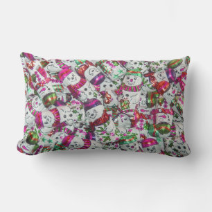 Sweet Snowmen Pink throw pillow lumbar