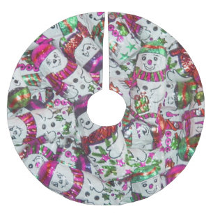 Sweet Snowmen Pink tree skirt