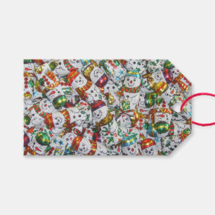 Sweet Snowmen Text gift tags red