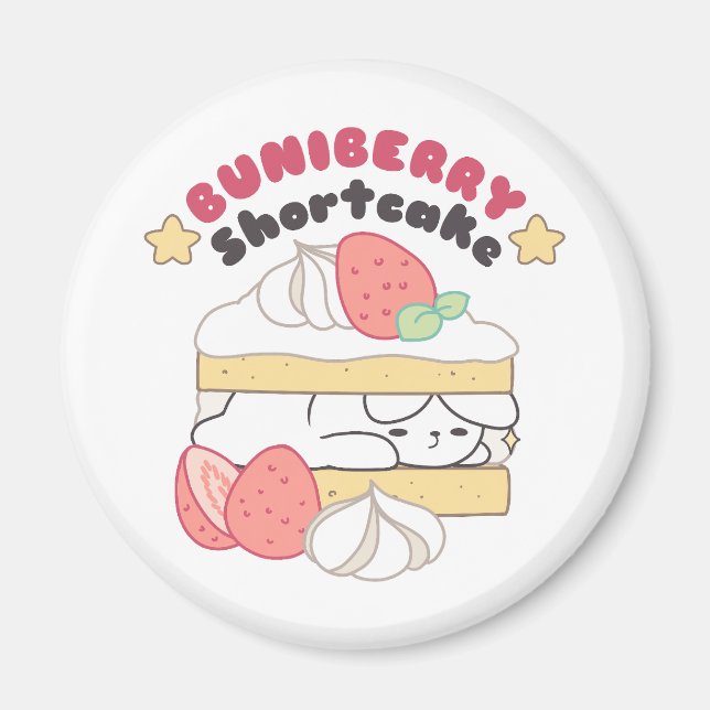 Sweet Snuggles: Buniberry Shortcake Delight Magnet (Front)