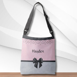 Sweet & Sophisticated Pink and Grey Messenger Bag