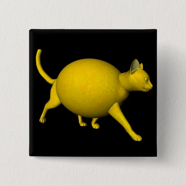 Sweet-Sour Lemon Cat 2 Inch Square Button (Front)