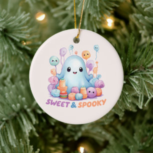 Sweet & Spooky – Cute Pastel Blue Ghoul Ceramic Ornament