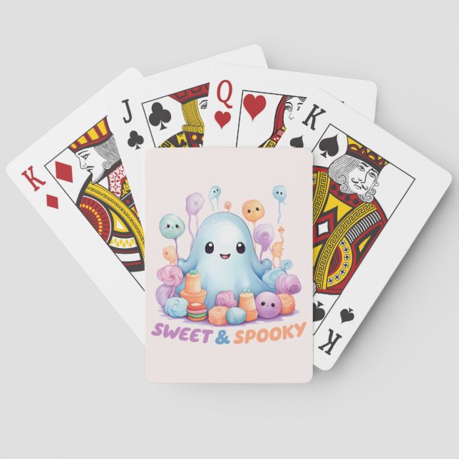 Sweet & Spooky – Cute Pastel Blue Ghoul Playing Cards (Back)
