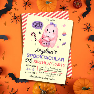 Sweet & spooky ghost candy 5th birthday Halloween Invitation