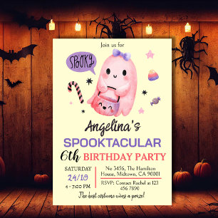 Sweet & spooky ghost candy 6th birthday Halloween Invitation