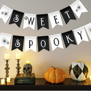 Sweet & Spooky Gothic Flower tattoo Baby Shower Bunting Flags