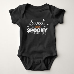 Sweet Spooky Halloween Bat Orange Black Typography Baby Bodysuit