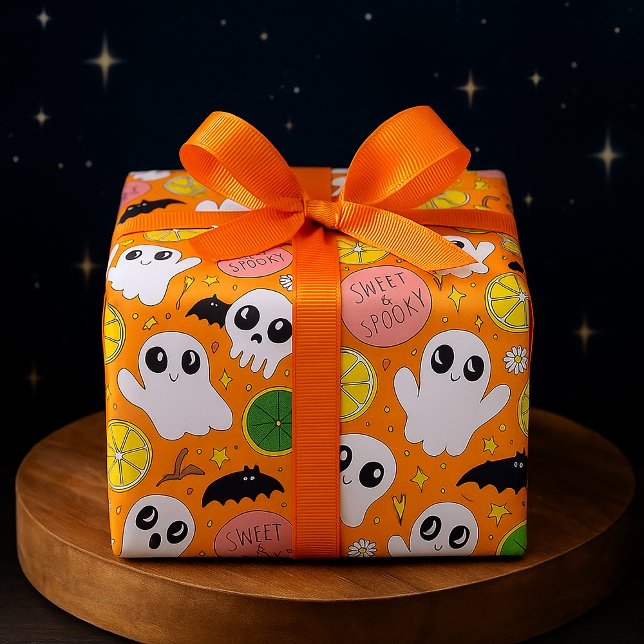 Sweet & Spooky Halloween Ghosts, Skulls & Citrus Wrapping Paper (Creator Uploaded)