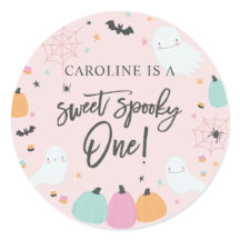 Sweet Spooky One 1st Birthday Party Round Stickers