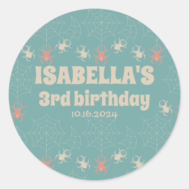 Sweet Spooky Tales Halloween Birthday Theme Classic Round Sticker (Front)