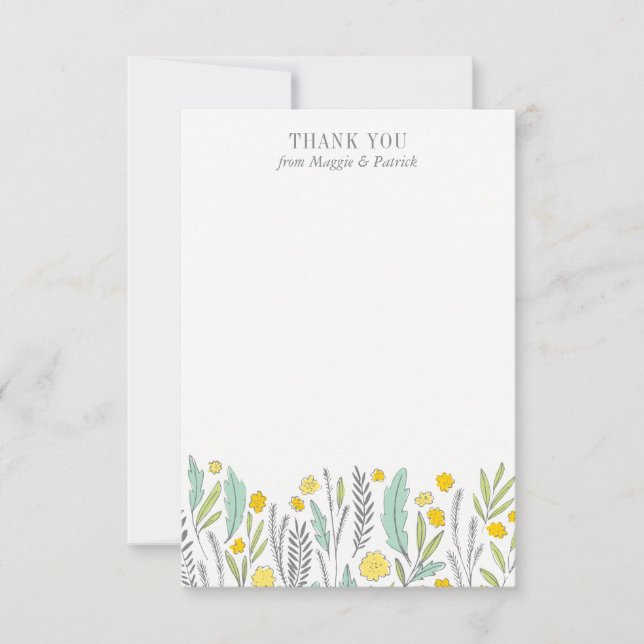 Sweet Sprigs Gender Neutral Flat Thank You Note Note Card (Front)