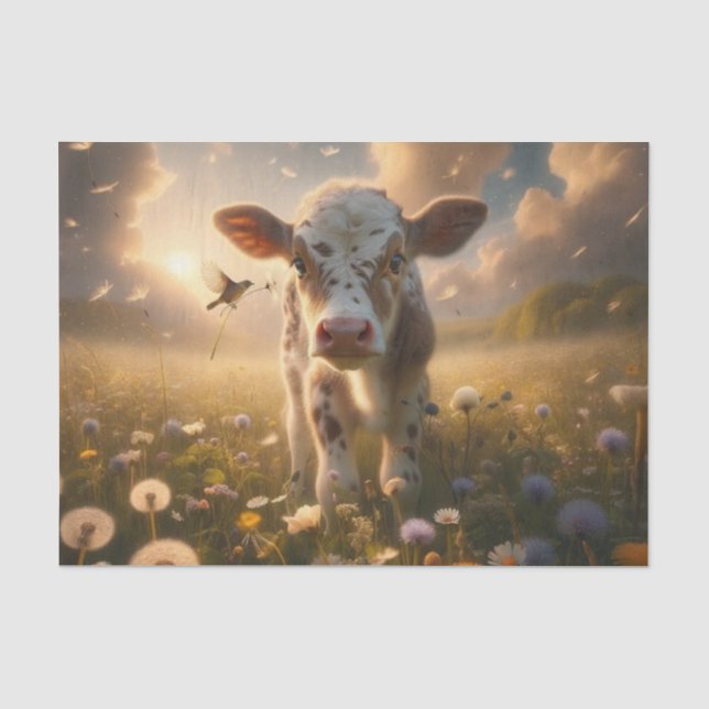 Sweet Spring Calf Decoupage Paper | Farmhouse  (Front)