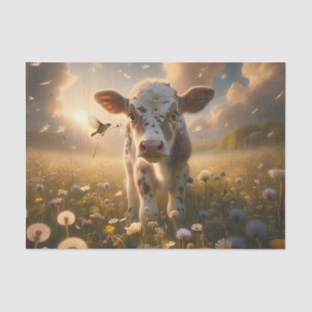 Sweet Spring Calf Decoupage Paper | Farmhouse  (Front)