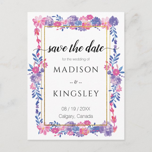 Sweet Spring Floral Epic Abstract Save the Date Postcard (Front)