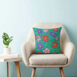 Sweet Spring Greenery Floral Throw Pillow