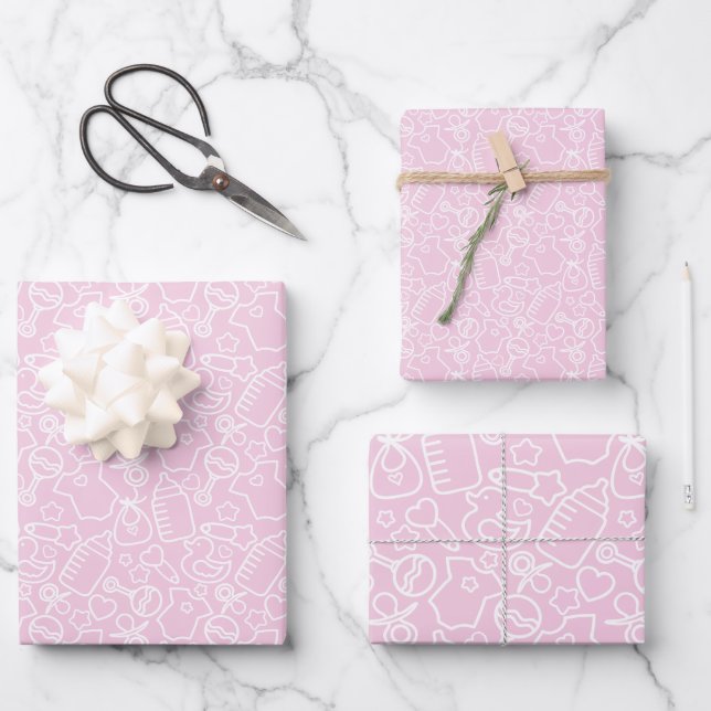 Sweet Sprinkles Pink Wrapping Paper Sheet (Front)