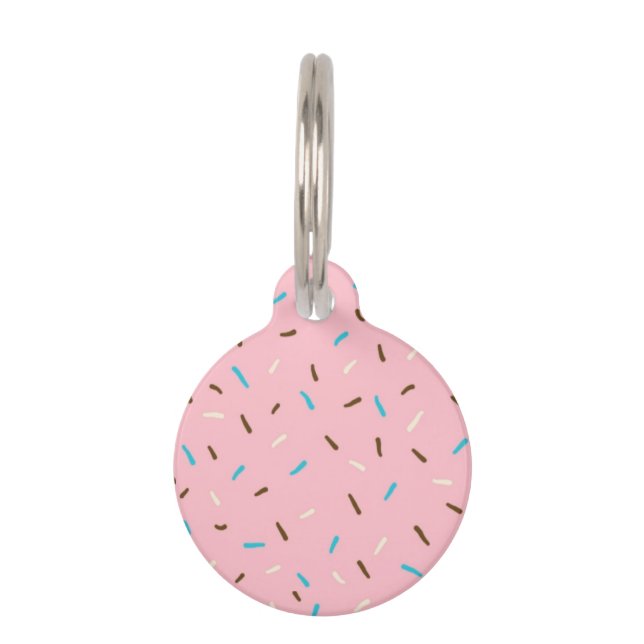 Sweet Sprinkles Small Pet ID Tag (Strawberry Pink) (Front)
