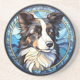 Sweet Stained Glass Australian Shepherd Dog Coaster