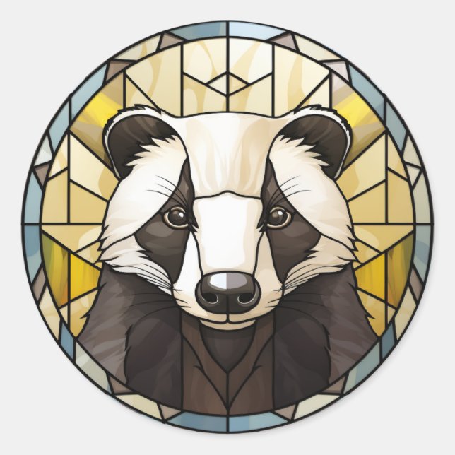 Sweet Stained Glass Badger Classic Round Sticker (Front)