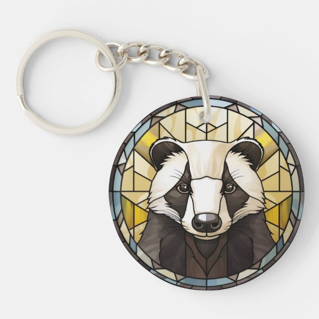 Sweet Stained Glass Badger Keychain (Front)