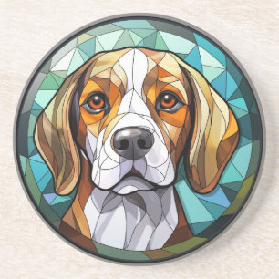 Sweet Stained Glass Beagle Hound Dog Coaster
