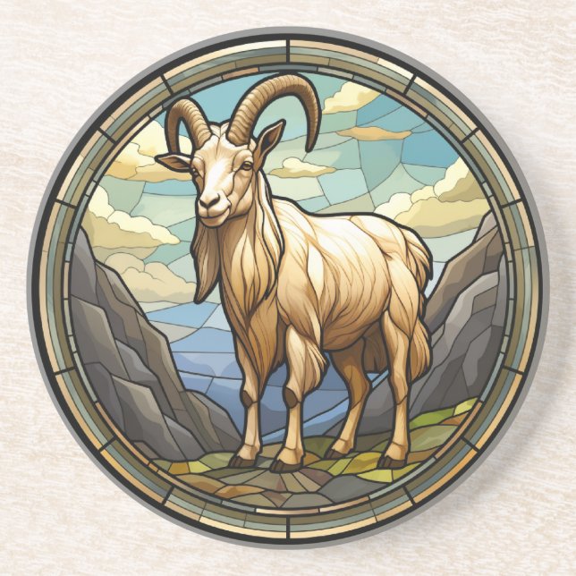 Sweet Stained Glass Billy Goat Coaster (Front)