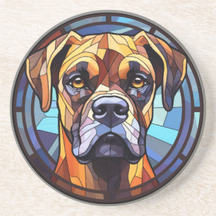 Sweet Stained Glass Boxer Dog Coaster