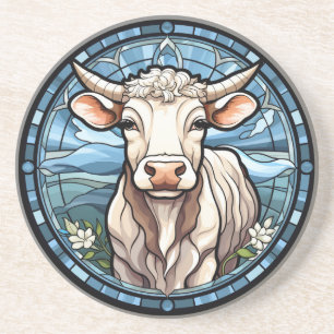 Sweet Stained Glass Cattle Cow Coaster