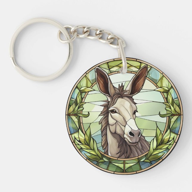 Sweet Stained Glass Donkey Keychain (Front)