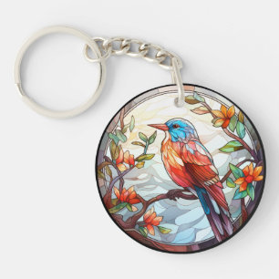 Sweet Stained Glass Kingfisher Keychain