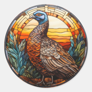 Sweet Stained Glass Pheasant Hen Classic Round Sticker