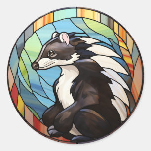Sweet Stained Glass Skunk Classic Round Sticker