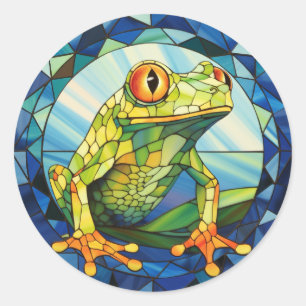 Sweet Stained Glass Tree Frog Classic Round Sticker