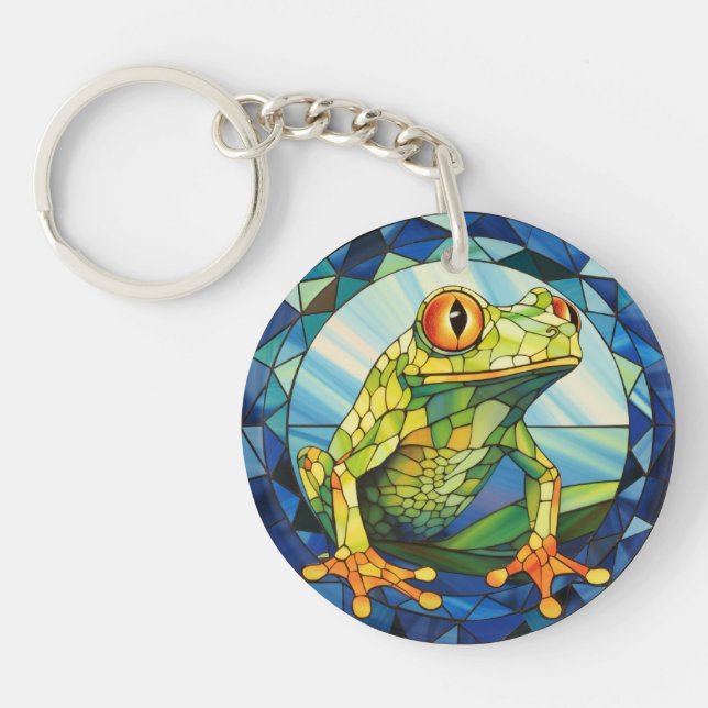 Sweet Stained Glass Tree Frog Keychain (Front)