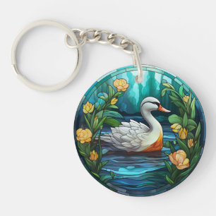 Sweet Stained Glass Wild Ducks Keychain