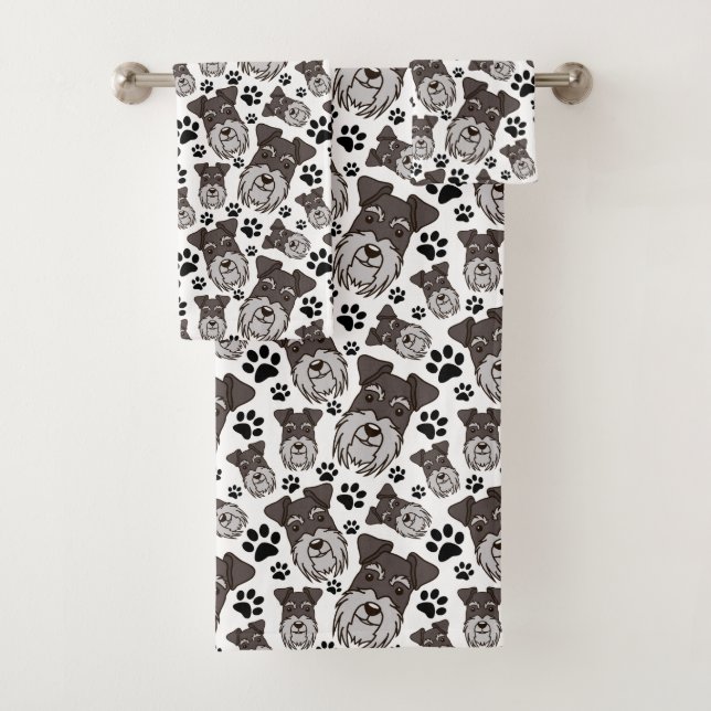 Sweet Standard Schnauzer Miniature Pet Puppy Dog Bath Towel Set (Insitu)