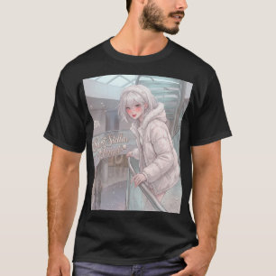 Sweet Stellar Angel: Silver Hair Anime Girl Winter T-Shirt