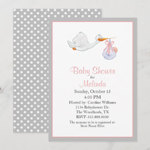 Sweet Stork avec Baby shower bébé Invitation