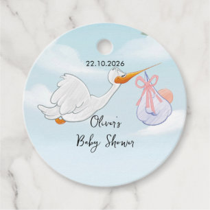 Sweet Stork Baby Shower Favour Tags