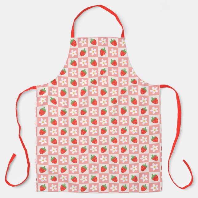 Sweet Strawberries & Flowers Apron (Front)