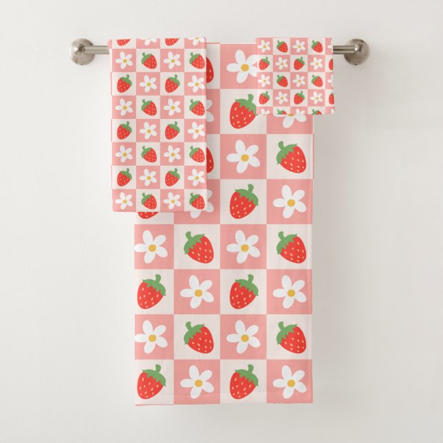 Sweet Strawberries & Flowers Bath Towel Set (Insitu)