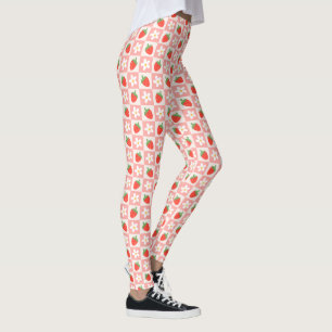 Sweet Strawberries & Flowers Leggings