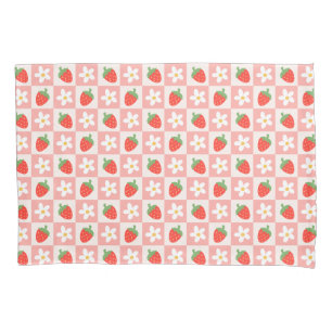 Sweet Strawberries & Flowers Pillow Case