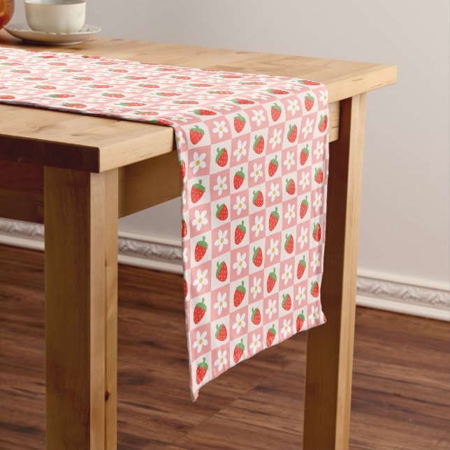 Sweet Strawberries & Flowers Table Runner  (In Situ)