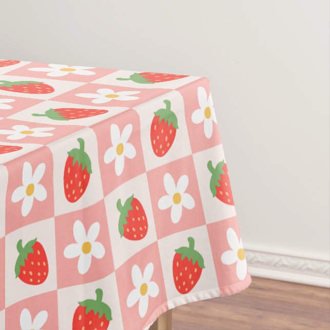 Sweet Strawberries & Flowers  Tablecloth (In Situ)
